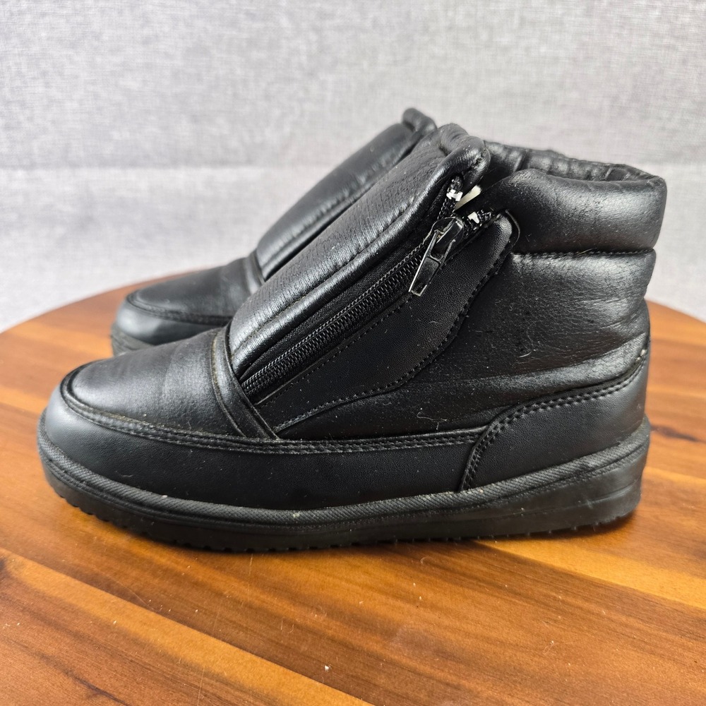 Womens Black PVC Upper Winter Boots Zip Up Ankle Booties Shoes size 8 - Picture 14 of 14